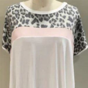 NWOT Sew in Love Flowy Top with Animal Print Size Small